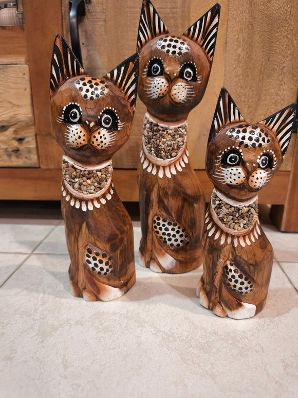 Gatto in legno set 3 pz